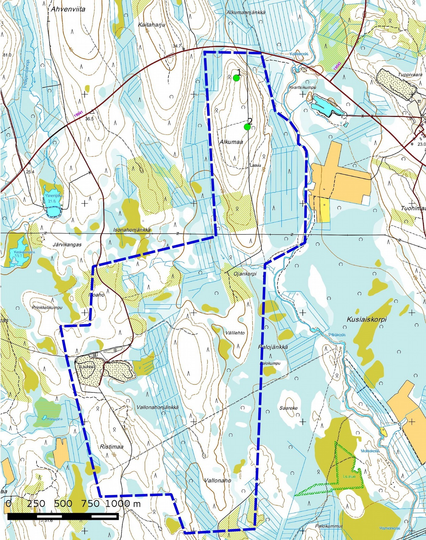 18 Kartta 6. Yleiskartta kohteet 1 ja 2.