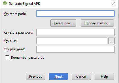 25 APK-tiedostoa luodessa pitää myös luoda salausavain APK-tiedostoille.