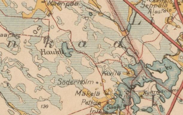 6 Vanhoja karttoja Kuninkaankartalla (yleiskartta 1796-1804) alue on epämääräisesti kartoitettu merkitty Otilgängelig Mark ) Ote 1842 Tammelan pitäjänkartasta.