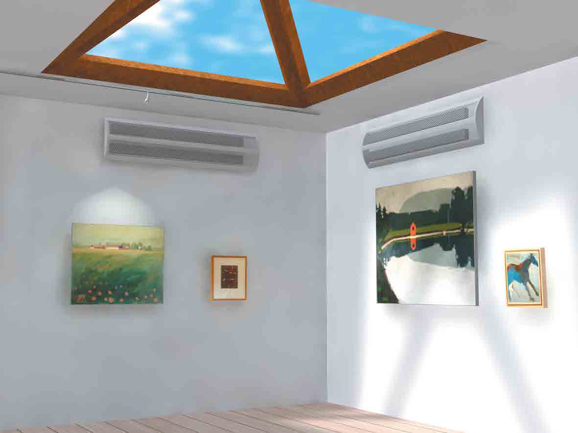 Esimerkkejä asennuksesta Tuottavaa ilmastointia erilaisissa ympäristöissä in toimintaperiaate perustuu coanda-efektiin, jonka avulla jäähdytetty tai lämmitetty ilma leviää tilaan kattoa pitkin.