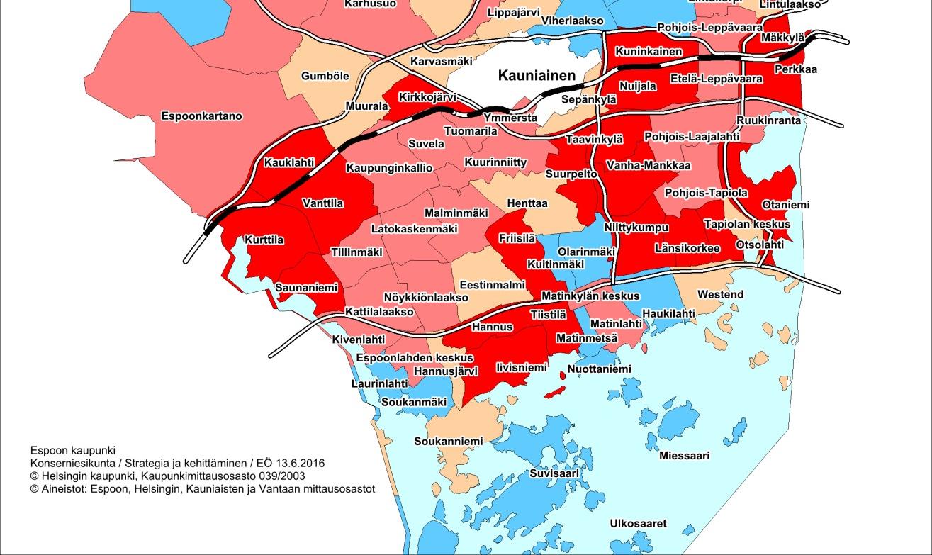 Pienalueista eniten kasvavat Suurpelto 4 100, Niittykumpu 2