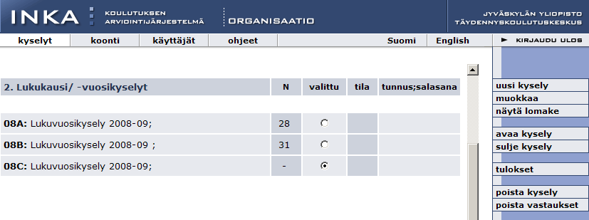 Kun edellä mainitut tunnistetiedot on täytetty klikataan tallenna painiketta. Järjestelmä ilmoittaa, että tiedot on tallennettu.