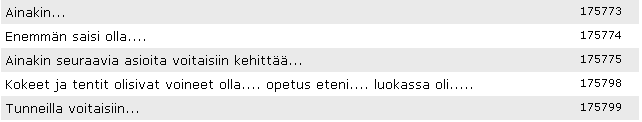 8.1.2 Jakaumat Jakaumissa taulukoihin tulevat lukumäärä- ja prosenttijakaumat sekä keskiarvo ja keskihajonta. 8.1.3 Sanalliset vastaukset Sanalliset vastaukset näkyvät siinä muodossa, kuin vastaajat ovat ne avokysymyksiin kirjoittaneet.