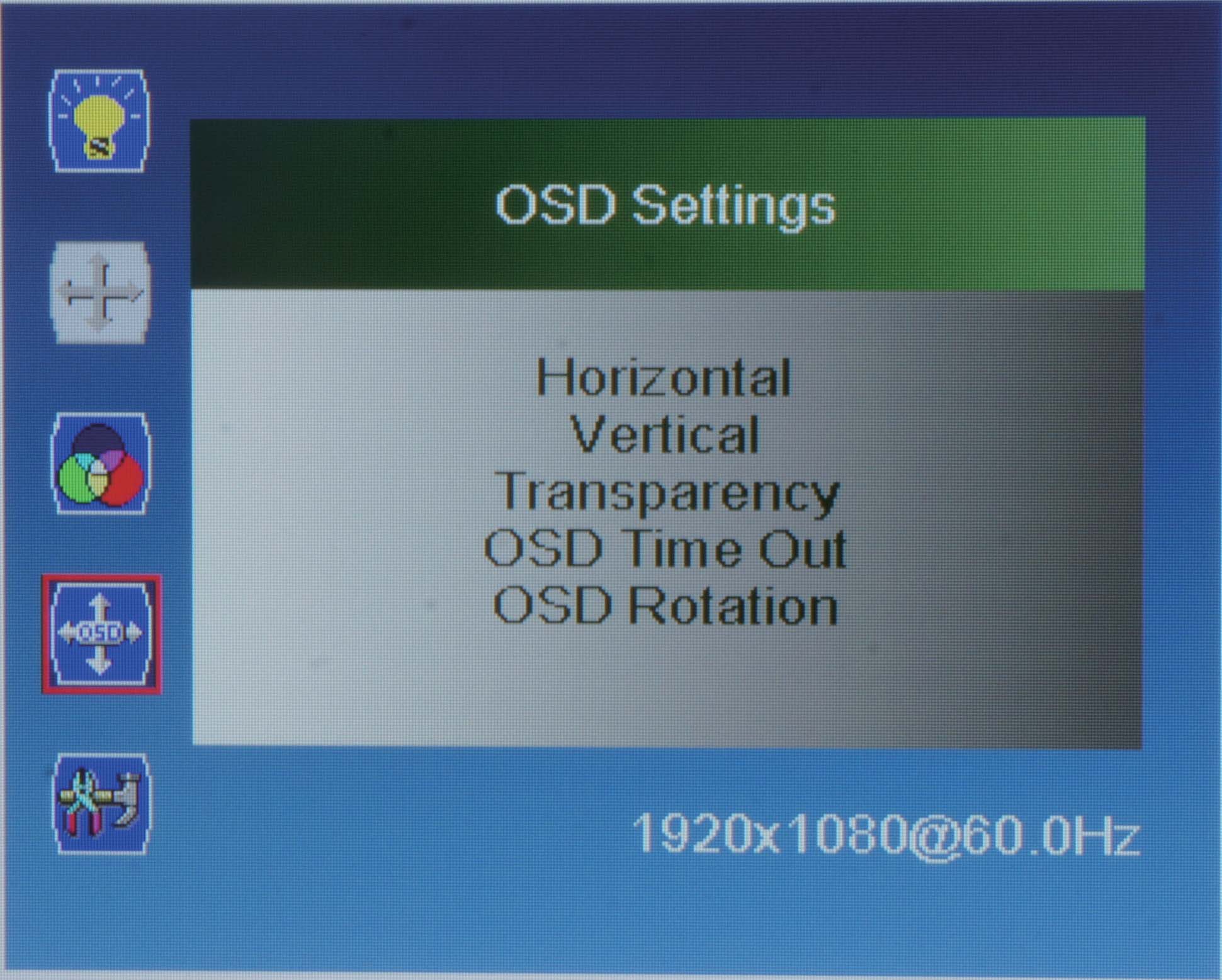 Näytön asetukset 23 OSD setting (OSD-asetus) valikko Paina MENU valitaksesi jonkin seuraavist, ja paina sitten " " tai " " valitaksesi halutun tason. Kun olet valmis, paina EXIT.
