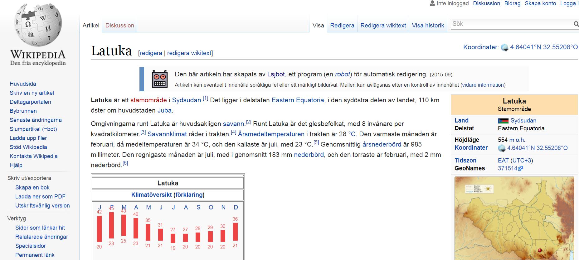 Lsjbot: 10 % Wikipediasta Sverker Johansson on kirjoittanut Lsjbot ohjelmallaan Yli puolet Ruotsin