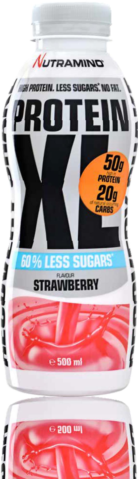 PROTEIN XL SHAKE LESS SUGARS STRAWBERRY 500 ml Nutramino XL Less Sugars Shake on suunniteltu vastaamaan kovan intensiteetin harjoittelun vaatimuksia.