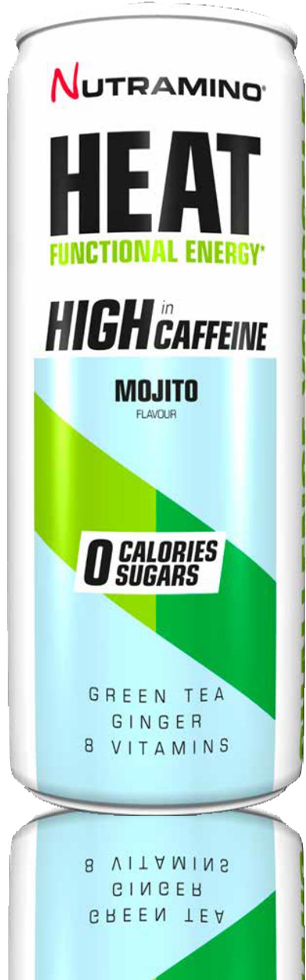 HEAT - FUNCTIONAL ENERGY MOJITO 330 ml HEAT ei ole vain energiajuoma! Se on kofeiinipitoinen funktionaalinen juoma, joka sisältää 13 aktiivista ainesosaa, joista 8 on vitamiineja.