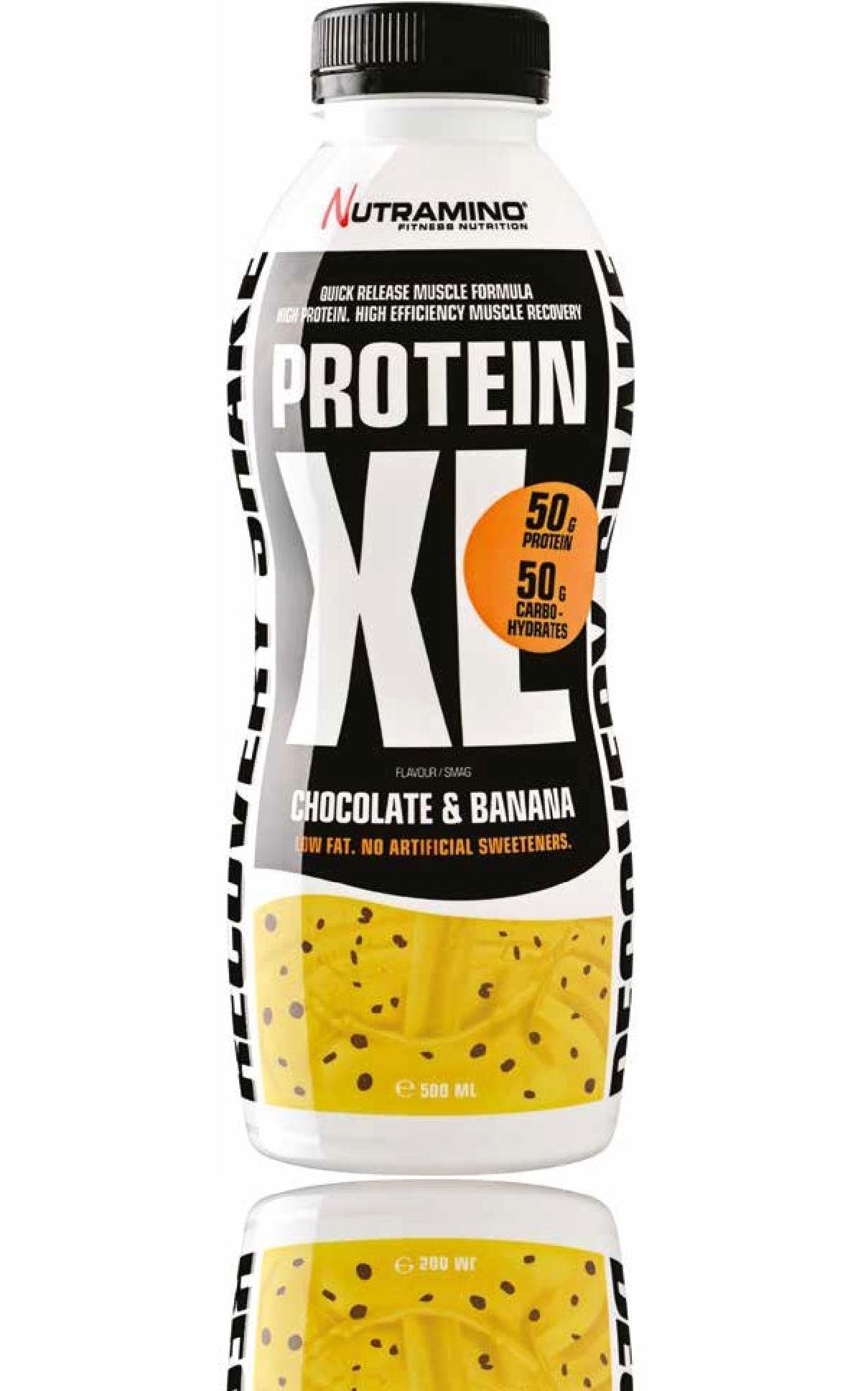 PROTEIN XL SHAKE CHOCOLATE & BANANA 500 ml Nutramino Protein XL Shake on suunniteltu vastaamaan kovan intensiteetin harjoittelun vaatimuksia.