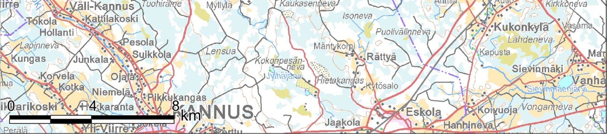 6/6 Kartta 1. Mutkalammin tuulipuiston hankealue ja tuulivoimaloiden sijoittuminen alueelle (VE2).