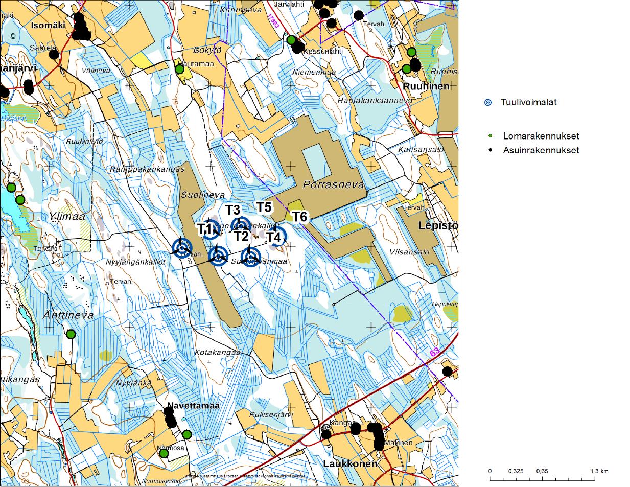 1 Johdanto Selvityksessä arvioidaan Kauhavan kaupungissa Suolinevan alueella sijaitsevan kuuden tuulivoimalan kokonaisuuden aiheuttamaa melu- ja välkevaikutusta.