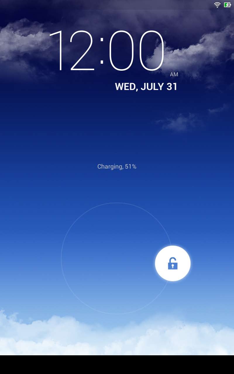 Android -lukitusnäyttö Taustakuva- ja widget-paneeli Aika- ja