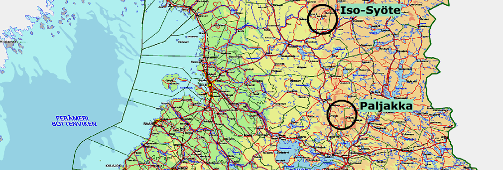 Liite 2. Pohjois-Suomen kasvutrendiaineiston 14 osa-aluetta.