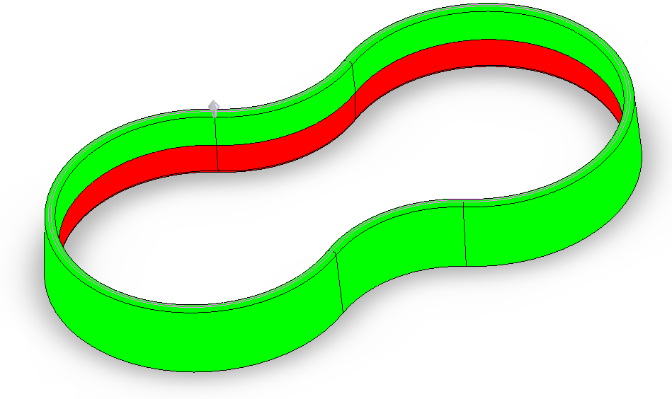 Esimerkkejä Kuva 2. Jakolinja on keskellä kappaletta. Keerna jakaantuu kahteen osaan: tasan puolet keernasta on muotin pesäpuolella ja puolet keernapuolella.