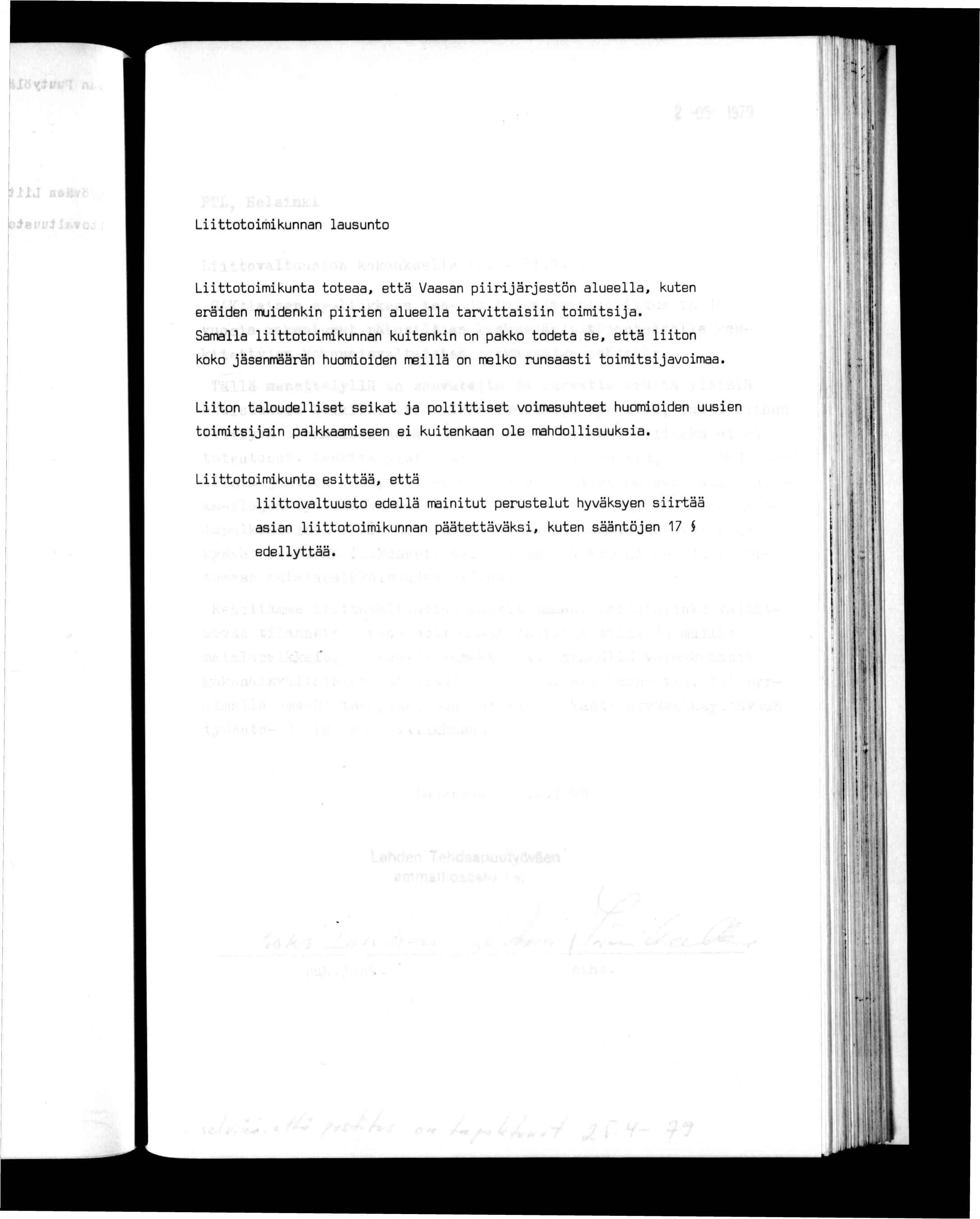 l l l l ' l Loomkunnan lausuno ; Loomkuna oeaa, eä Vaasan prjärjesön alueella, kuen eräden mudenkn pren alueella arvasn omsja.