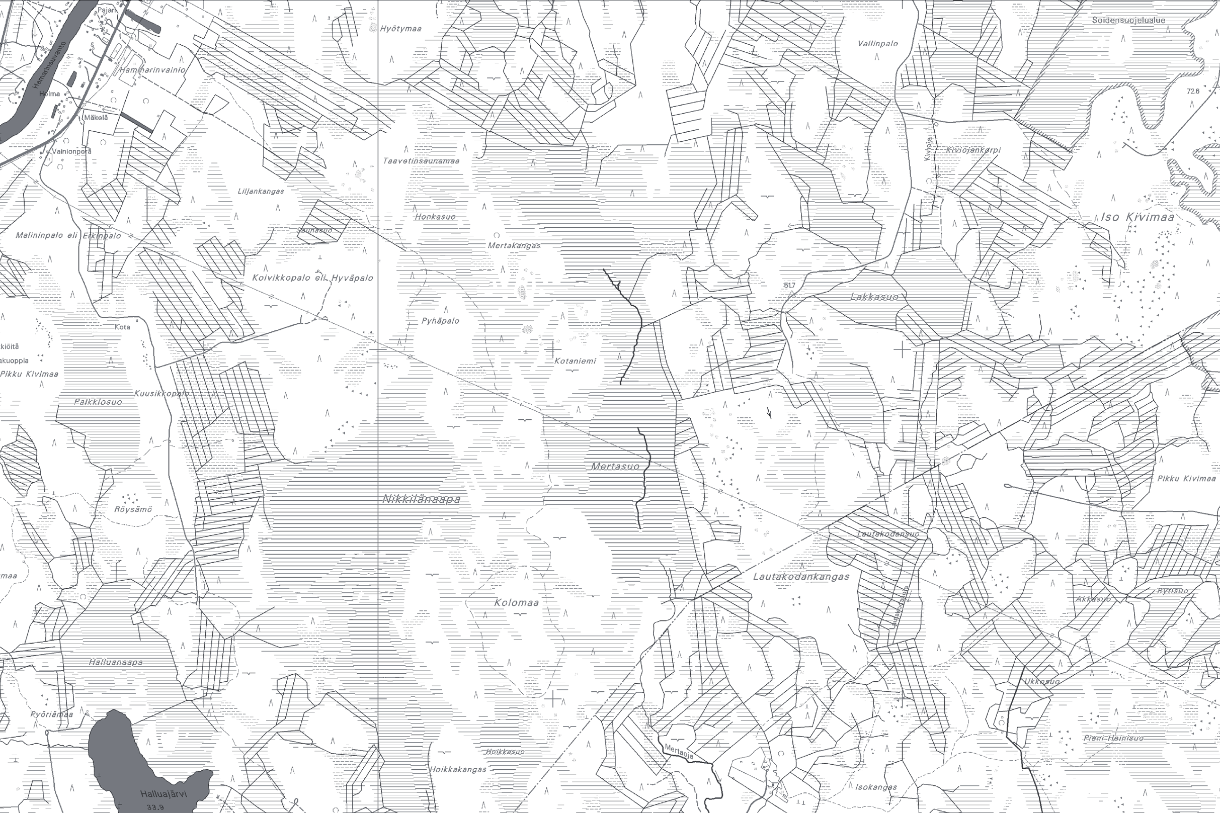 a 0 0,5 b 1 km 7230 letot 91D0 puustoiset suot - priorisoitu luontotyyppi, ei suojeluperusteena Luontotyypit - Natura-luontotyyppi 2 Luontotyyppiaineistot, copyright Metsähallitus 2008.