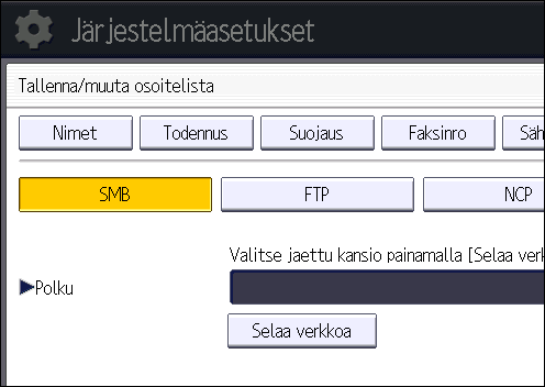 Kansioon skannauksen perustoiminnot Voit valita seuraavat näppäimet. [Usein]: tiedot lisätään sivulle, joka tulee näkyviin ensimmäisenä.