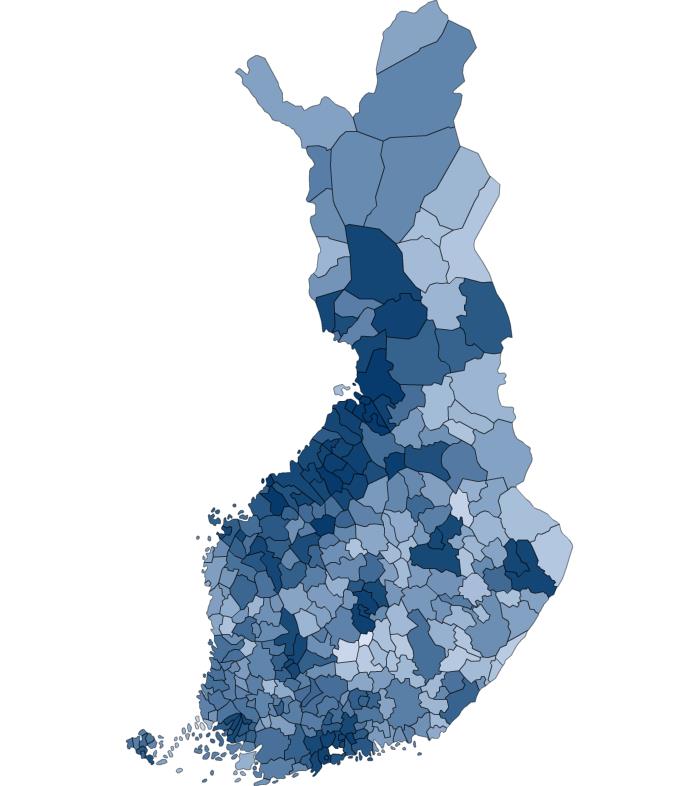 0-29-vuotiaiden osuus kunnan väestöstä vuosina 1994 ja 2004 1994