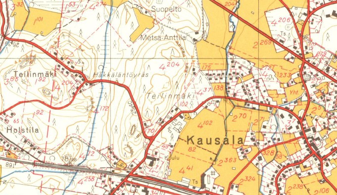 3.133 Rakennuskanta Alueen rakennuskanta on pääosin melko nuorta ja se on toteutettu pääosin 1970-luvun lopun jälkeen. Vuoden 1964 peruskartasta selviää, että alueen rakennuskanta on pääosin nuorta.
