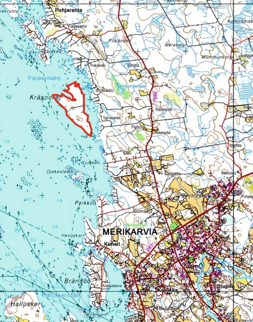 Kaava-alueen sijainti Suunnittelualue sijaitsee Merikarvian