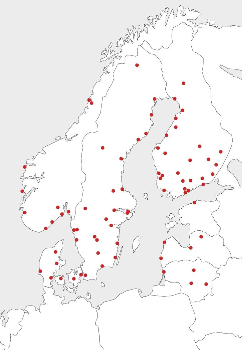 Suomi Espoo Helsinki Harjavalta Hämeenlinna Joensuu Jyväskylä Kemi Kotka Kouvola Kuopio Lahti Lappeenranta Oulu Pietarsaari Pori Raahe Rauma Rovaniemi Savonlinna Seinäjoki Tampere Turku Vaasa Vantaa