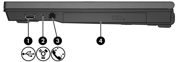 Oikealla sivulla olevat osat Katso kuvia, jotka vastaavat parhaiten omaa tietokonemalliasi. 1 USB-portti Tähän voit kytkeä lisävarusteina saatavia USB-laitteita.