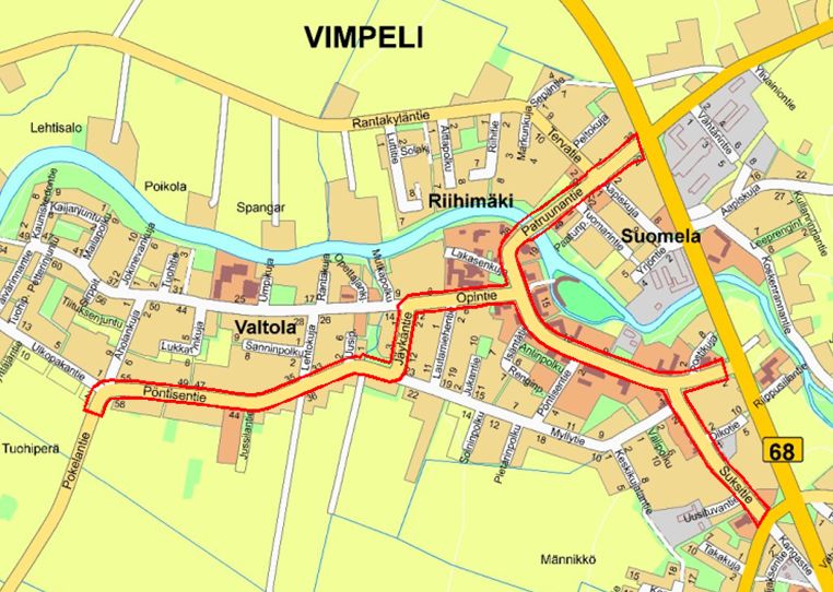 2 2. SUUNNITTELUN KOHDE JA VAIKUTUSALUE Suunnittelualue sijaitsee Vimpelin liikekeskustan alueella.