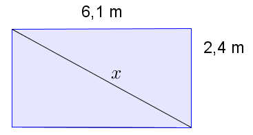 Kontin katon lävistäjän pituus x voidaan ratkaista Pythagoraan lauseella.