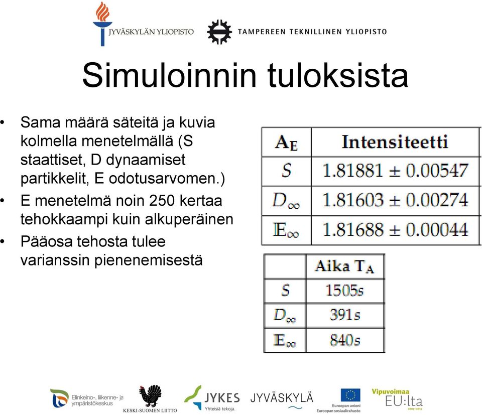 partikkelit, E odotusarvomen.