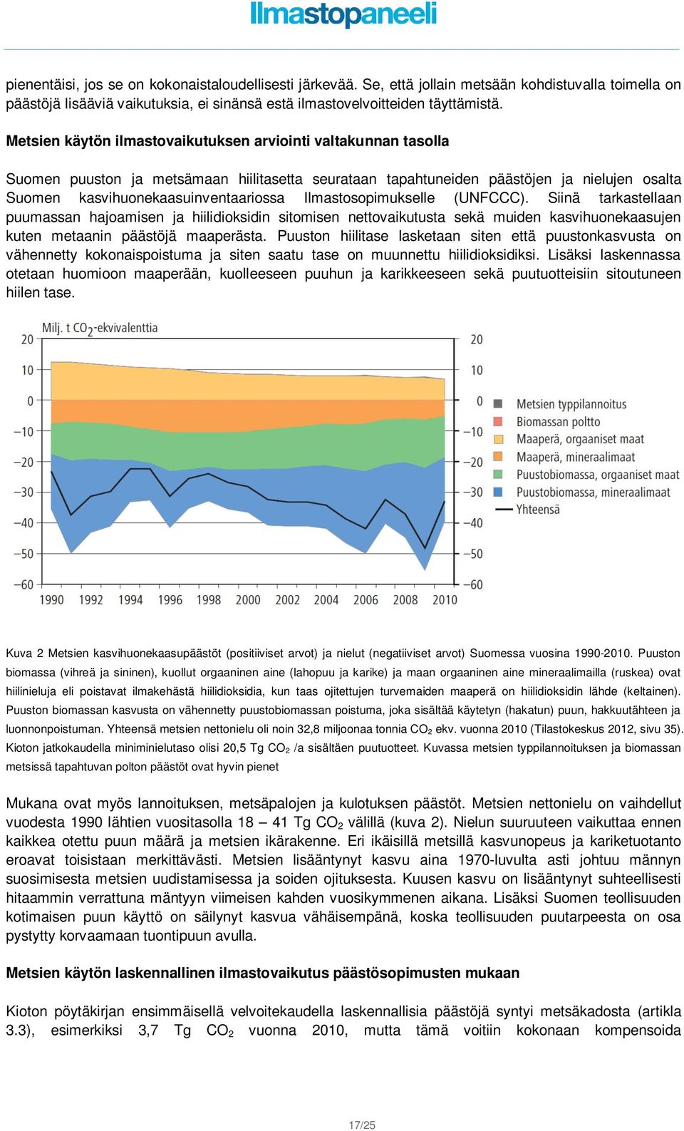 Ilmastosopimukselle (UNFCCC). Siinä tarkastellaan puumassan hajoamisen ja hiilidioksidin sitomisen nettovaikutusta sekä muiden kasvihuonekaasujen kuten metaanin päästöjä maaperästa.