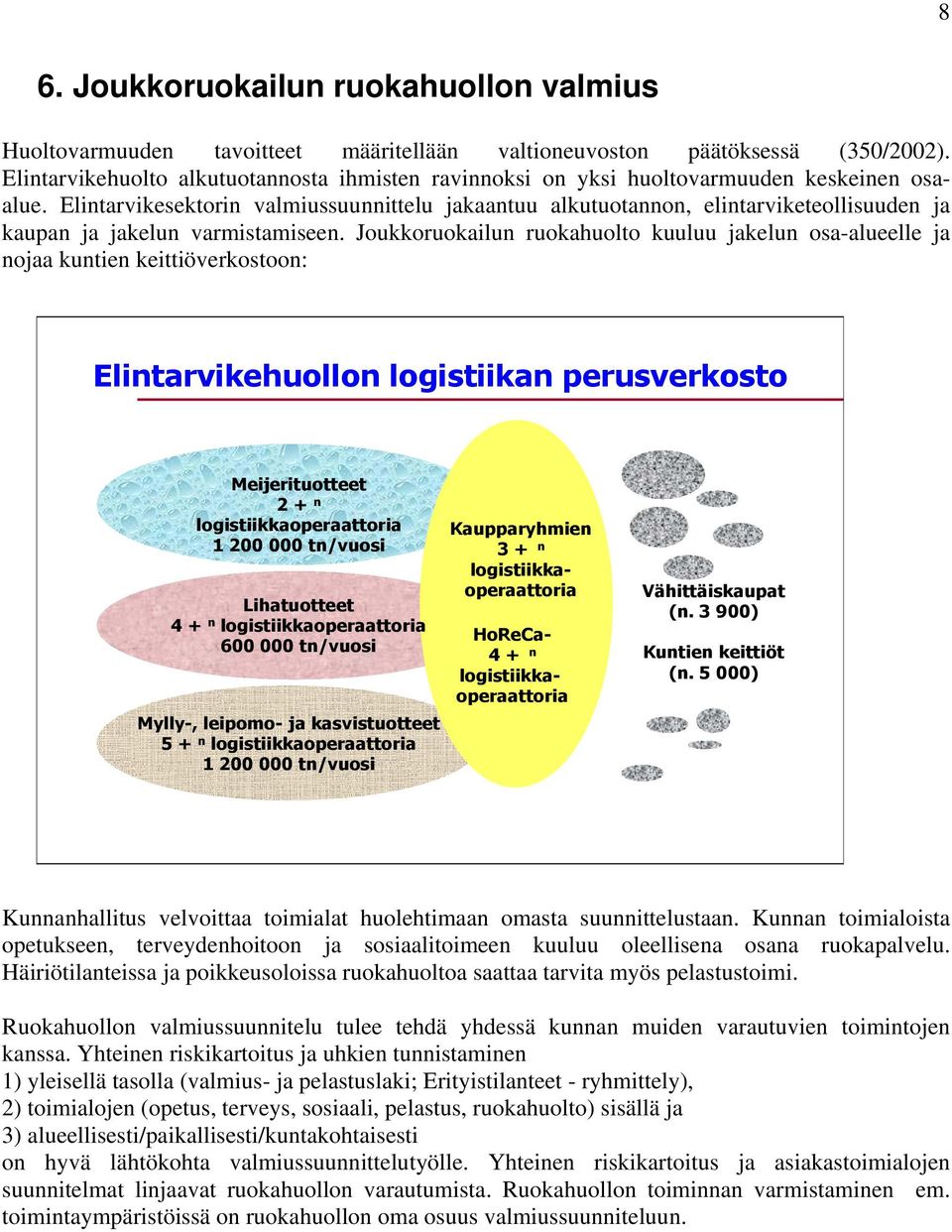 Elintarvikesektorin valmiussuunnittelu jakaantuu alkutuotannon, elintarviketeollisuuden ja kaupan ja jakelun varmistamiseen.