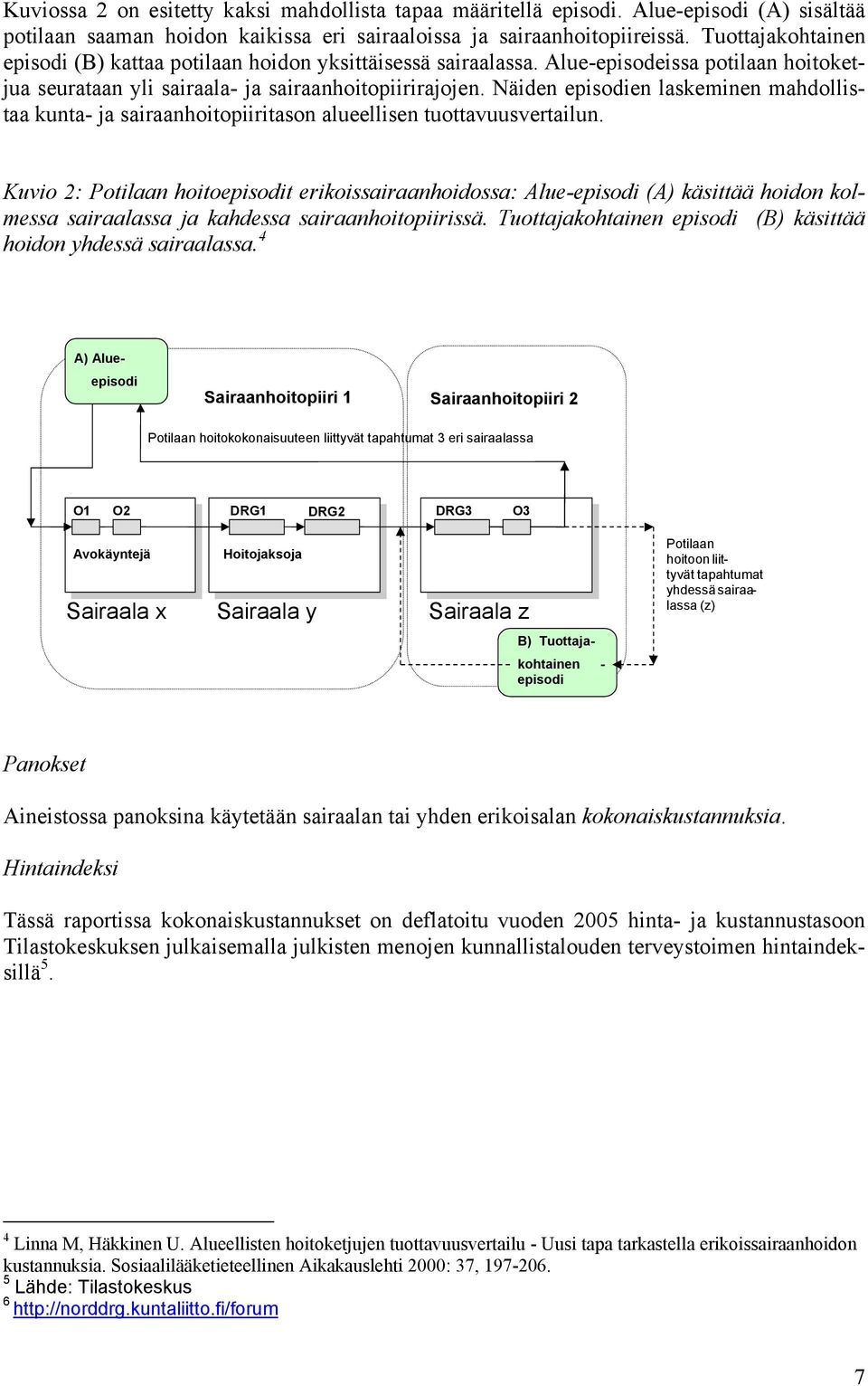 Näiden episodien laskeminen mahdollistaa kunta- ja sairaanhoitopiiritason alueellisen tuottavuusvertailun.