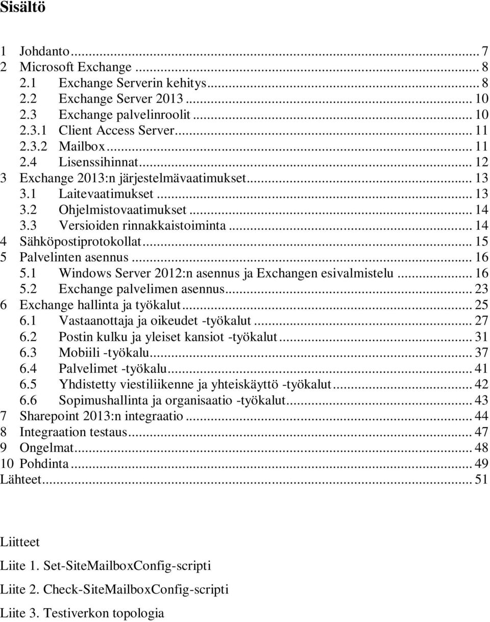 .. 15 5 Palvelinten asennus... 16 5.1 Windows Server 2012:n asennus ja Exchangen esivalmistelu... 16 5.2 Exchange palvelimen asennus... 23 6 Exchange hallinta ja työkalut... 25 6.
