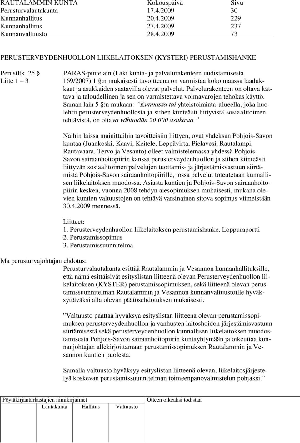 2009 229 Kunnanhallitus 27.4.