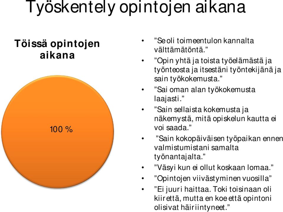 Sain sellaista kokemusta ja näkemystä, mitä opiskelun kautta ei voi saada.