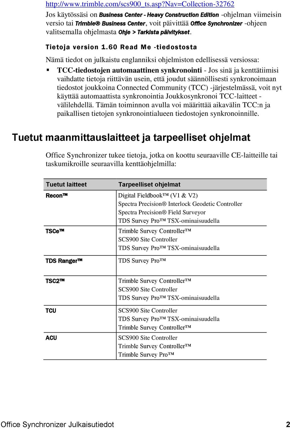 ohjelmasta Ohje > Tarkista päivitykset. Tietoja version 1.