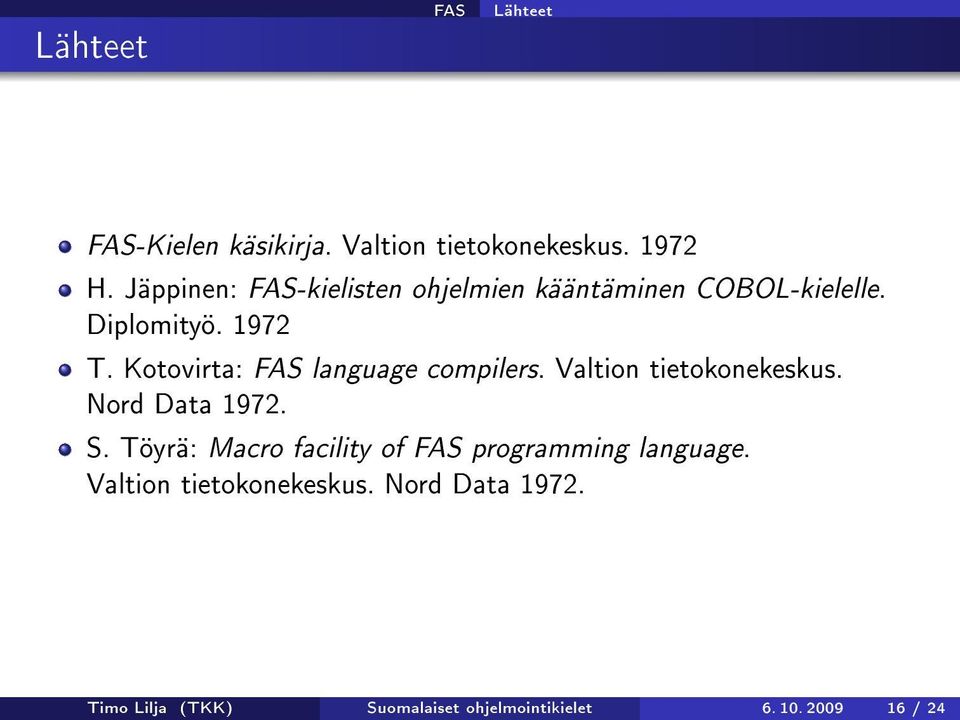Kotovirta: language compilers. Valtion tietokonekeskus. Nord Data 1972. S.