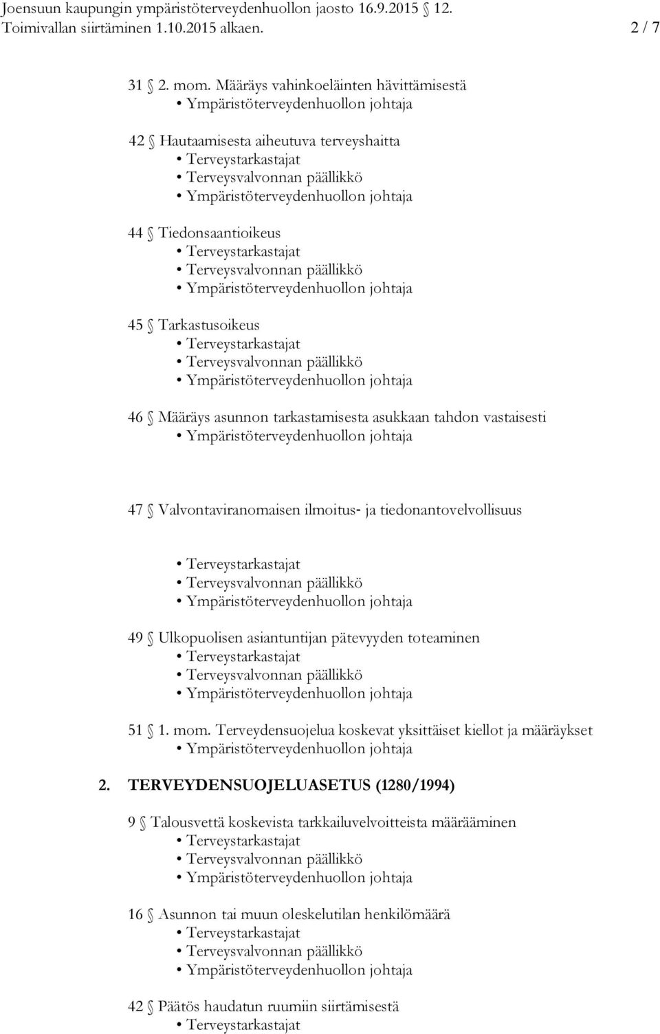 tarkastamisesta asukkaan tahdon vastaisesti 47 Valvontaviranomaisen ilmoitus- ja tiedonantovelvollisuus 49 Ulkopuolisen asiantuntijan pätevyyden