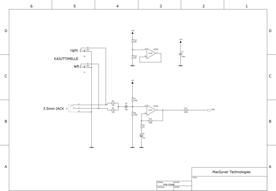 5mm JACK J2 3 7 4 10k R6 10k C5 + 10u R8 100k 3 2 + LM358 1 U3-A - R11 100k