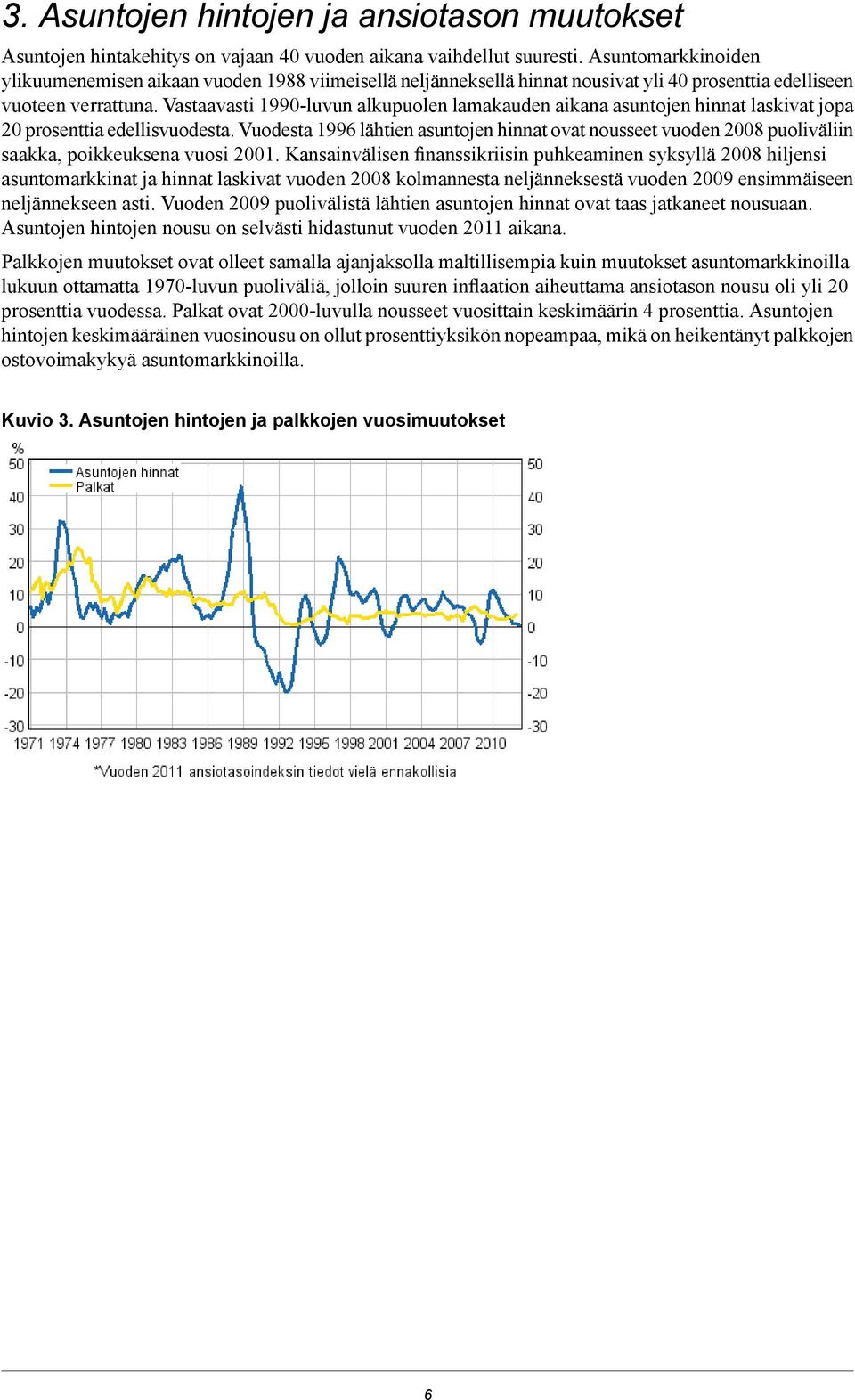 Vastaavasti 1990-luvun alkupuolen lamakauden aikana asuntojen hinnat laskivat jopa 20 prosenttia edellisvuodesta.