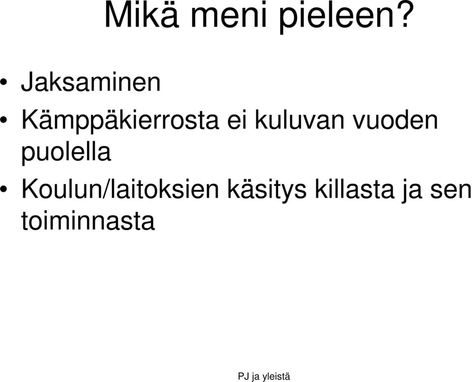 kuluvan vuoden puolella