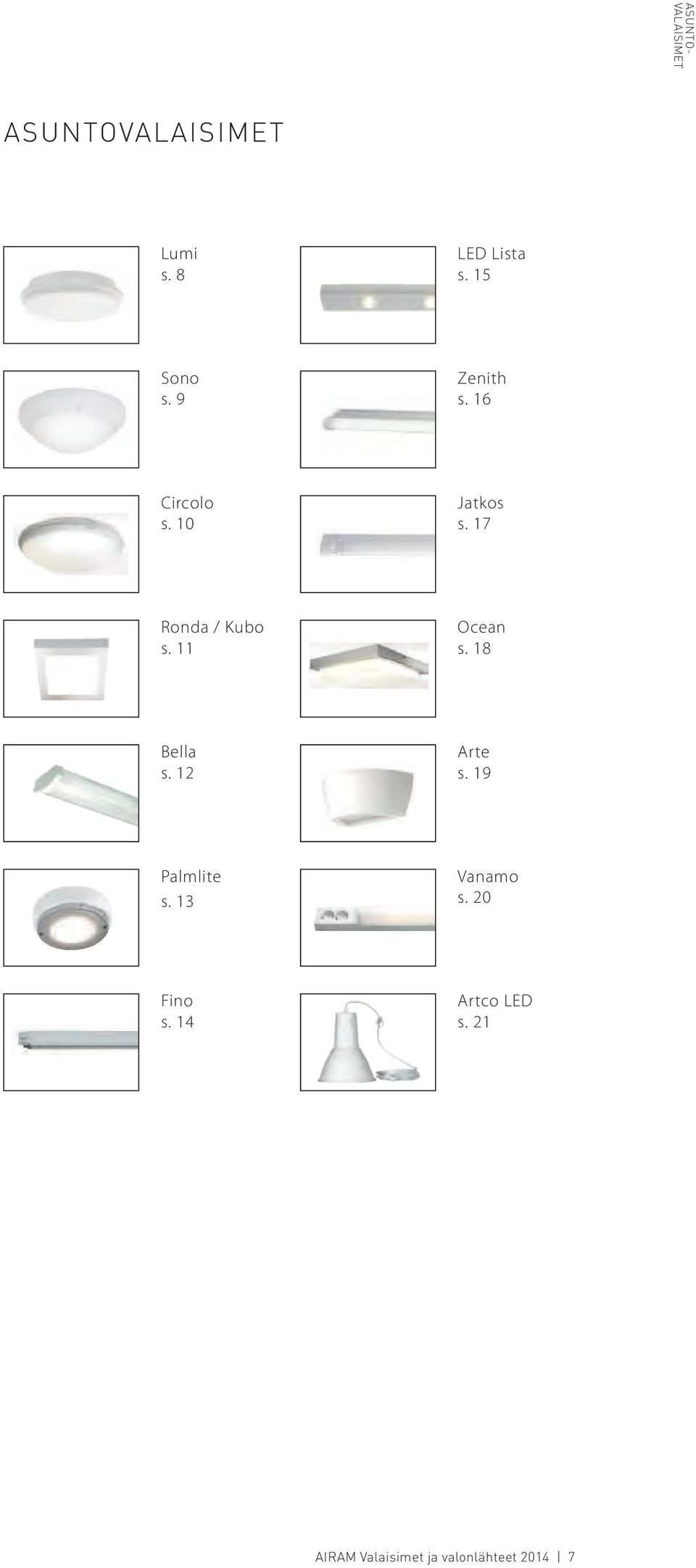 11 Ocean s. 18 ella s. 12 rte s. 19 Palmlite s. 13 Vanamo s.