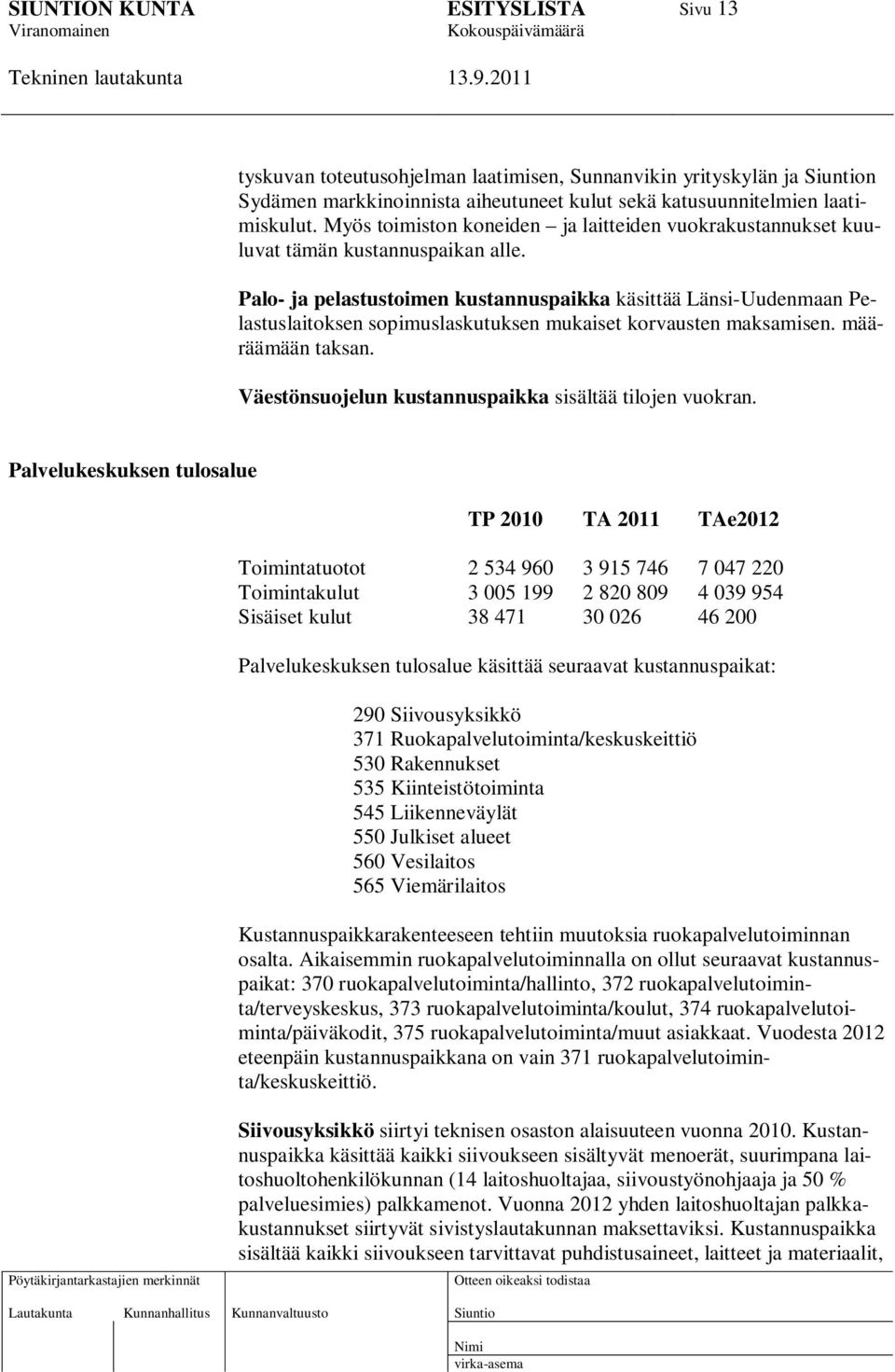 Palo- ja pelastustoimen kustannuspaikka käsittää Länsi-Uudenmaan Pelastuslaitoksen sopimuslaskutuksen mukaiset korvausten maksamisen. määräämään taksan.