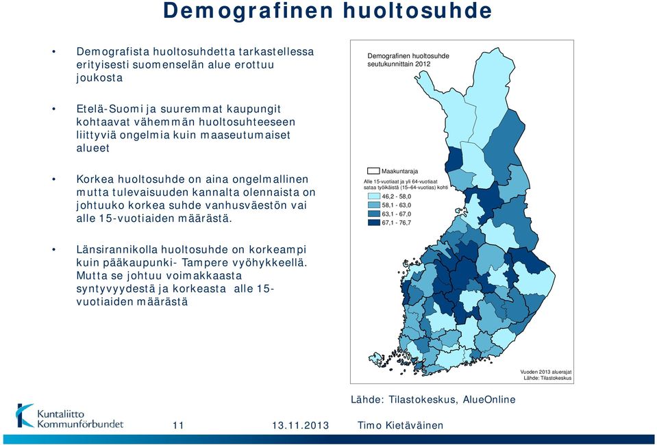 vanhusväestön vai alle 15-vuotiaiden määrästä.