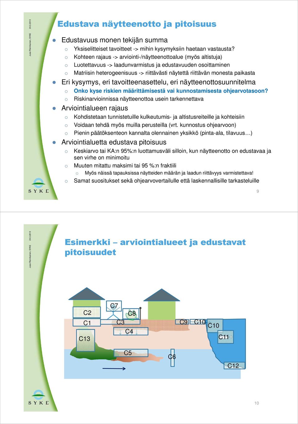 kysymys, eri tavitteenasettelu, eri näytteenttsuunnitelma Onk kyse riskien määrittämisestä vai kunnstamisesta hjearvtasn?