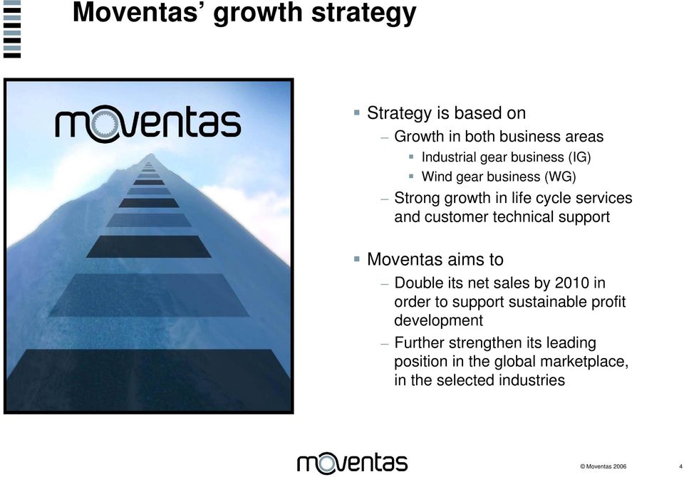 Moventas aims to Double its net sales by 2010 in order to support sustainable profit development