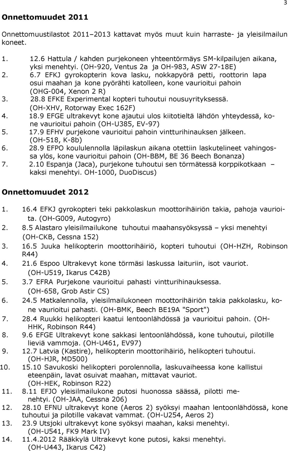 28.8 EFKE Experimental kopteri tuhoutui nousuyrityksessä. (OH-XHV, Rotorway Exec 162F) 4. 18.