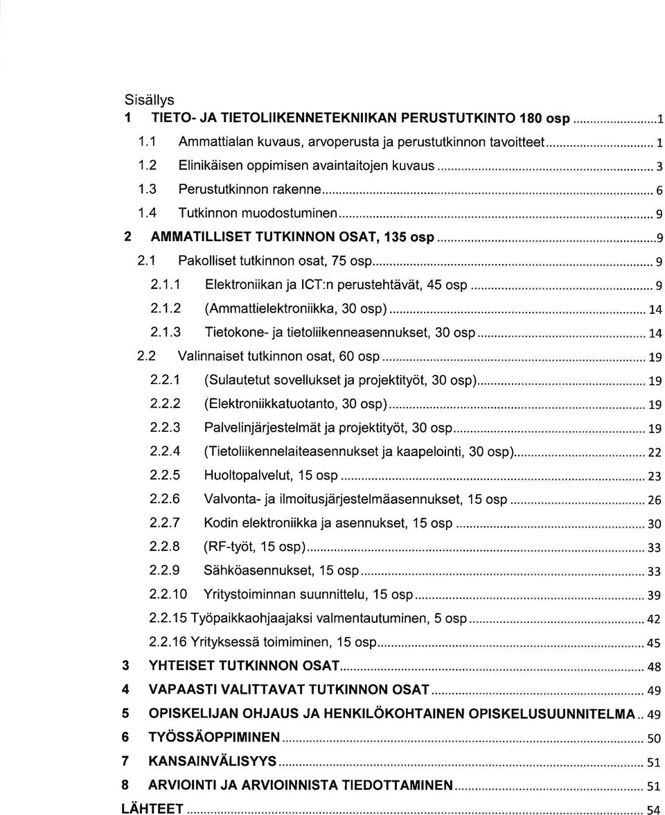 .,... 2.1.2 (Ammttielektroniikk,30osp) 2.1.3 Tietokone- j tietoliikennesennukset, 30 osp... 2.2 Vlinniset tutkinnon ost, 60 osp 2.2.1 2.2.2 2.2.3 2.2.4 2.2.5 2.2.6 2.2.7 2.2.8 (Sulutetut sovellukset j projektityöt, 30 osp).