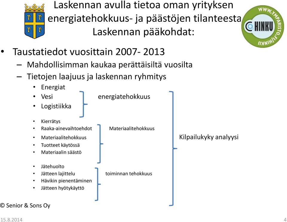 energiatehokkuus Logistiikka Kierrätys Raaka-ainevaihtoehdot Materiaalitehokkuus Materiaalitehokkuus Kilpailukyky analyysi