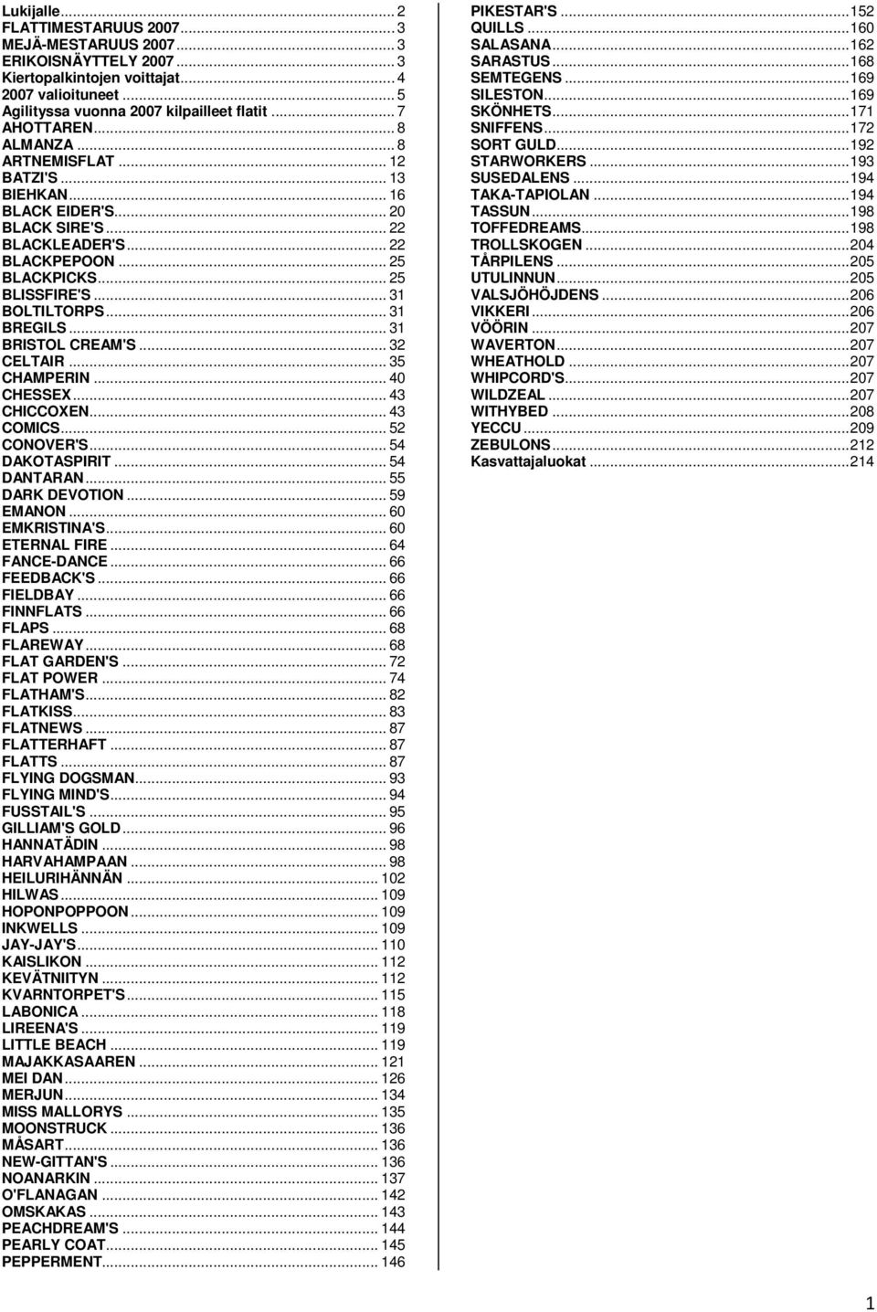 .. 31 BOLTILTORPS... 31 BREGILS... 31 BRISTOL CREAM'S... 32 CELTAIR... 35 CHAMPERIN... 40 CHESSEX... 43 CHICCOXEN... 43 COMICS... 52 CONOVER'S... 54 DAKOTASPIRIT... 54 DANTARAN... 55 DARK DEVOTION.