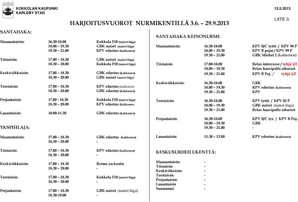 KENTTÄTOIMIKUNTA KEVÄÄN JA KESÄN 2013 KENTTÄVUOROT - PDF Free Download